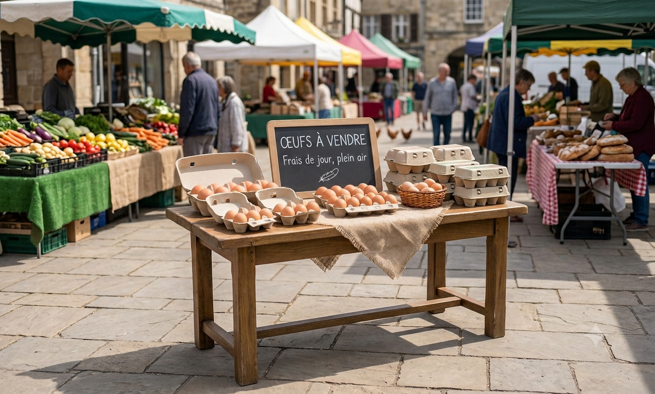 Oeufs à vendre au marché de Rixensart